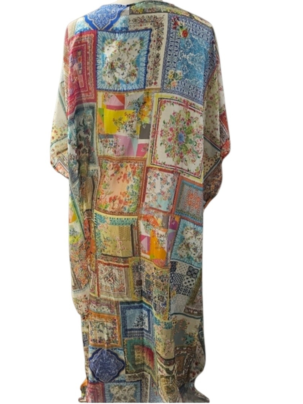JOHNNY WAS EUC Bella Lace Up Cotton Silk Boho L XL Maxi Kaftan Caftan - Picture 6 of 15